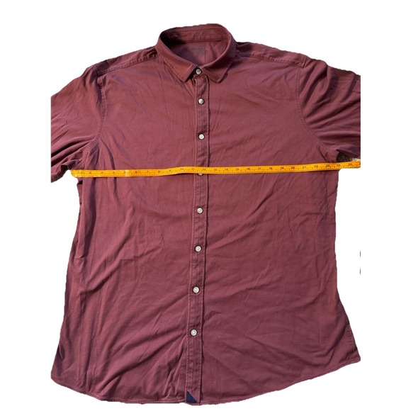 Untuckit Luxe Tee Maroon Button Down Long Sleeve Shirt Mens Sz XXL Reg Tall - Picture 7 of 8